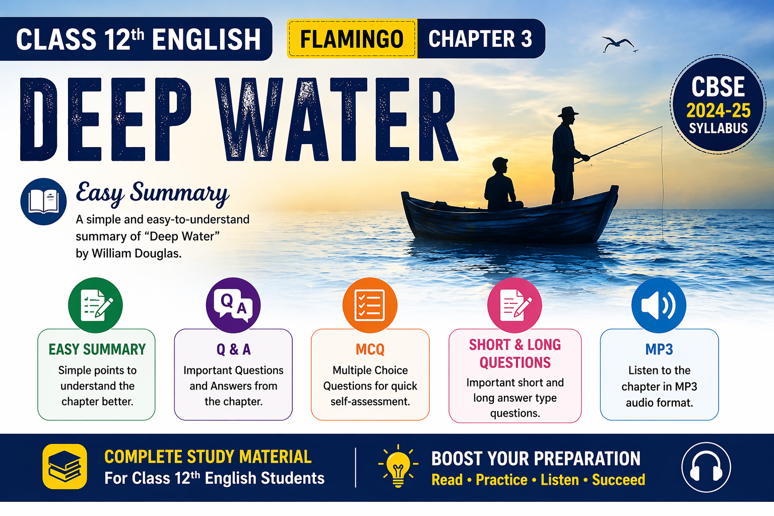 Deep Water Class 12th English Flamingo Chapter 3 Easy Summary, Q&A, MCQ, MP3