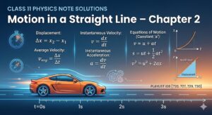 motion in a straight line – class 11 notes solutions and mp3 explanation