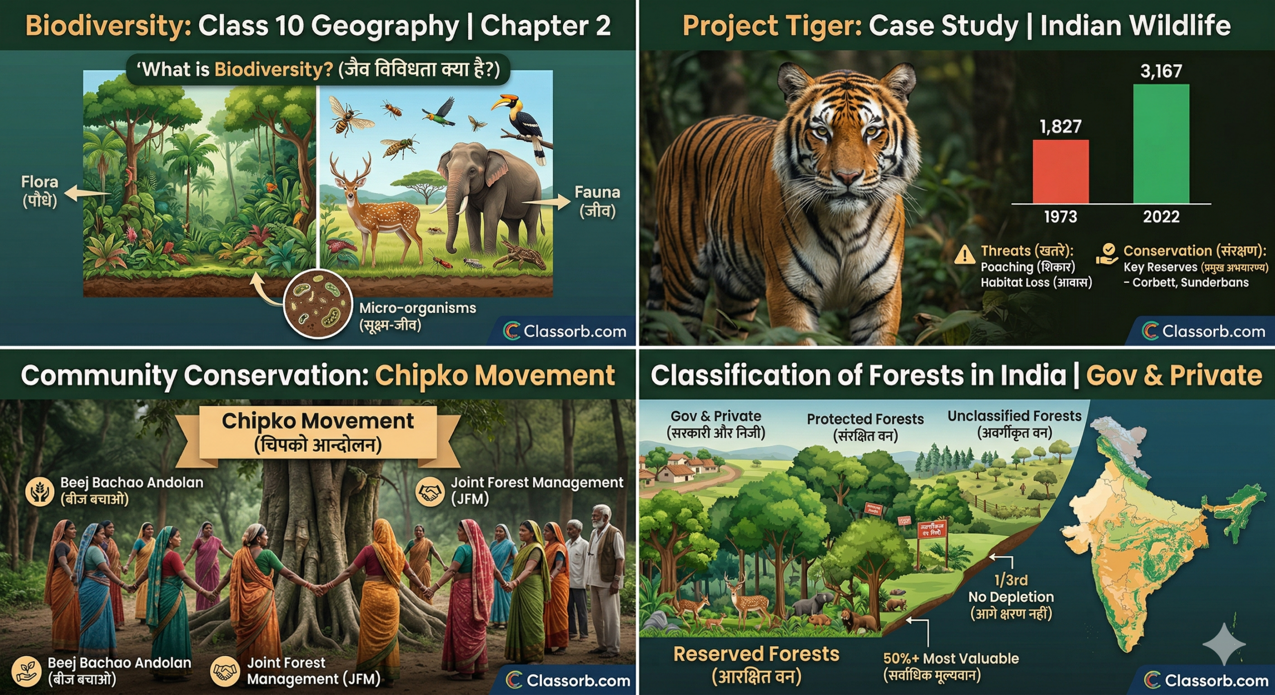 Forest and Wildlife Resources Class 10 Geography Chapter 2 Biodiversity and Project Tiger Infographic Classorb